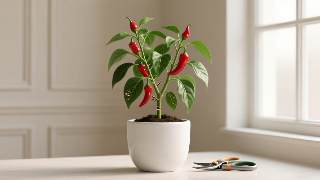 Indoor Chilli Plant Pruning for Pest Control