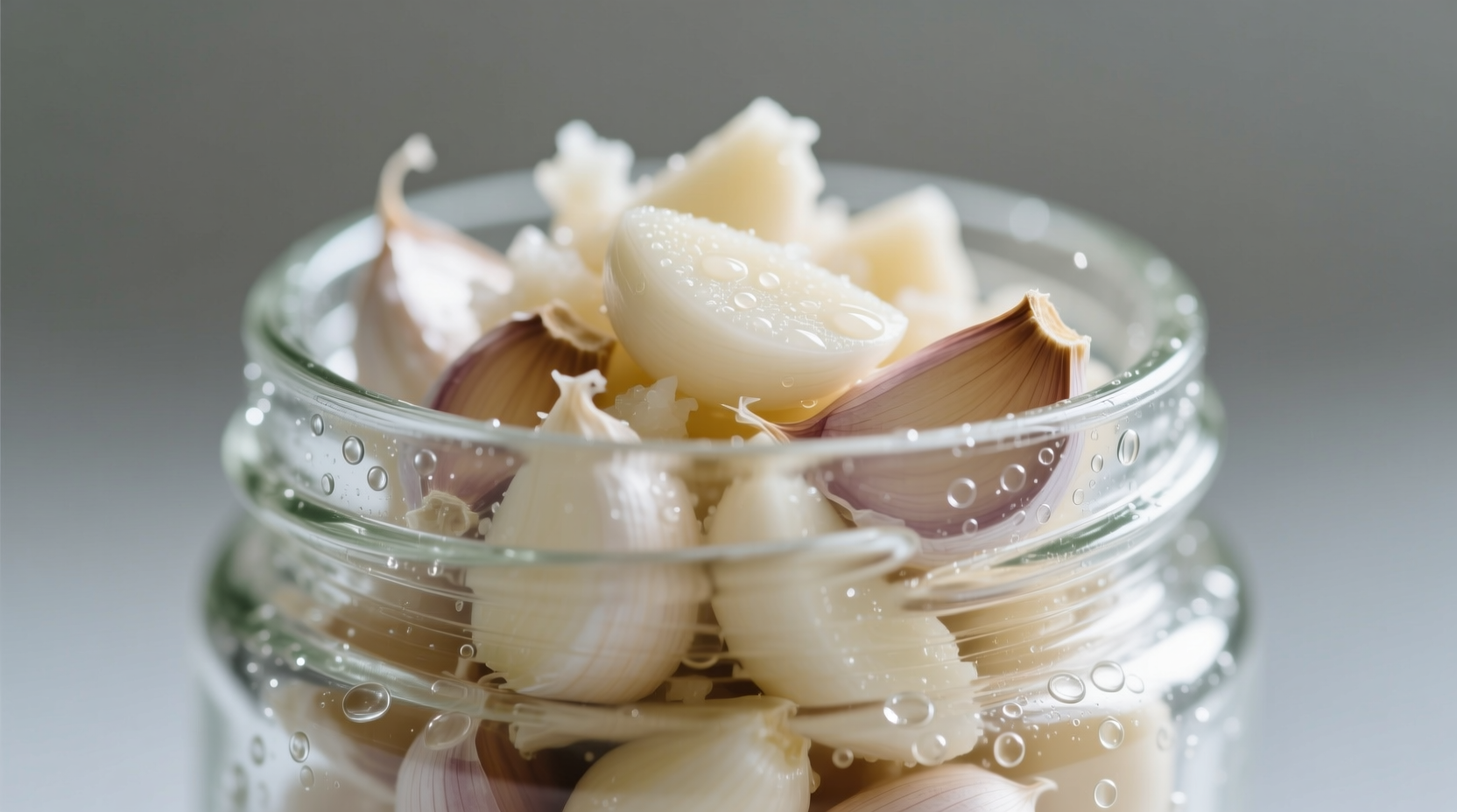 Fresh minced garlic in glass container