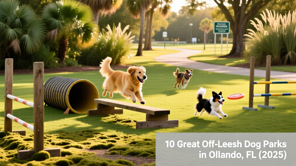 Bill Hatcher Dog Park with agility equipment, native plants, and dogs playing under shaded trails