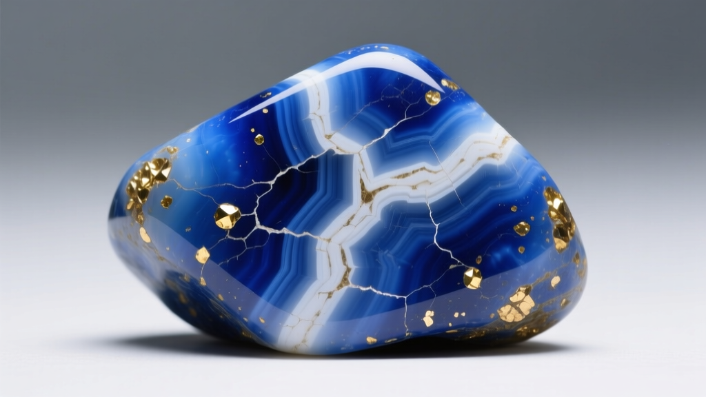 Macro shot of dyed howlite passing as lapis, revealing unnatural white streaks and lacking natural golden pyrite inclusions.