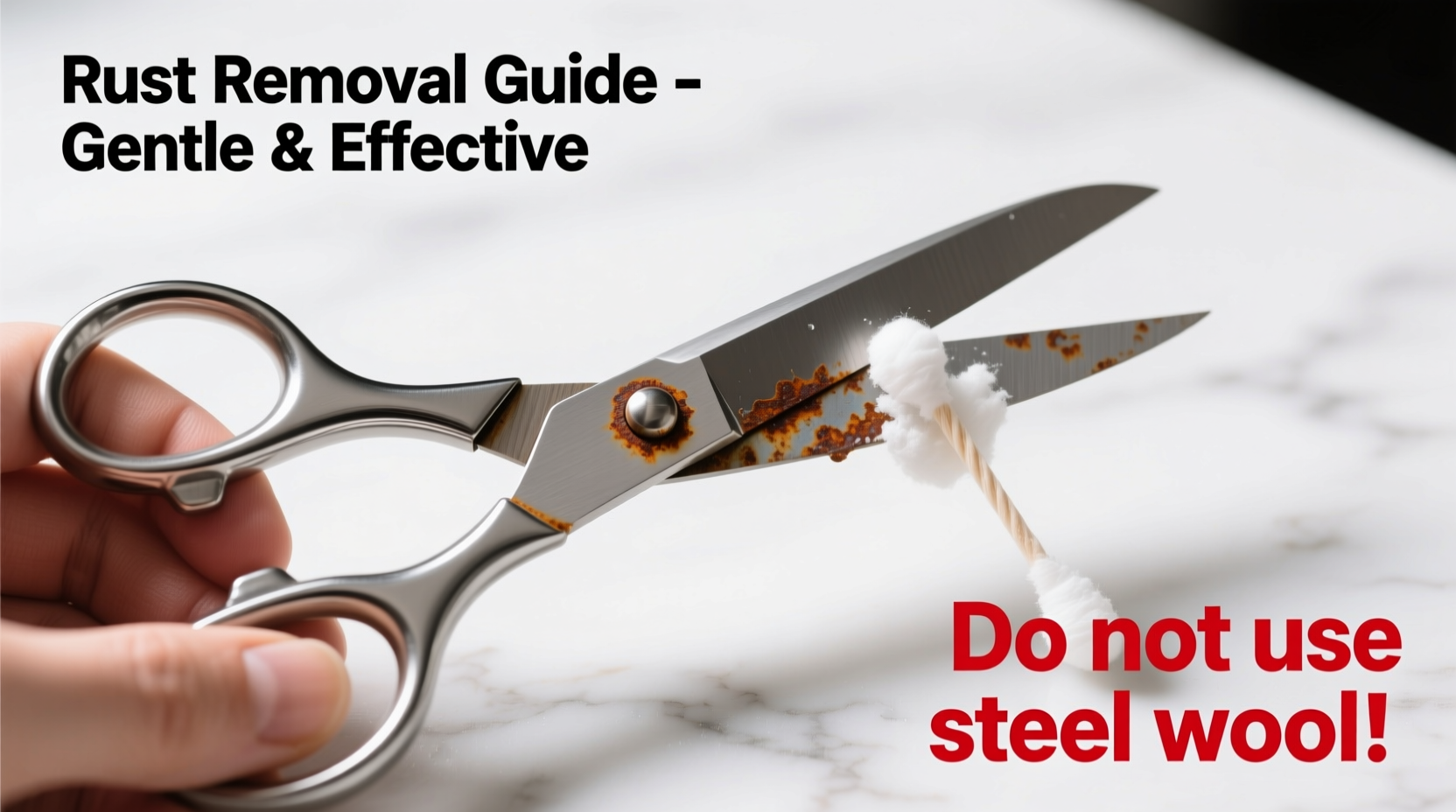 how to remove rust from scissors without damaging the blades