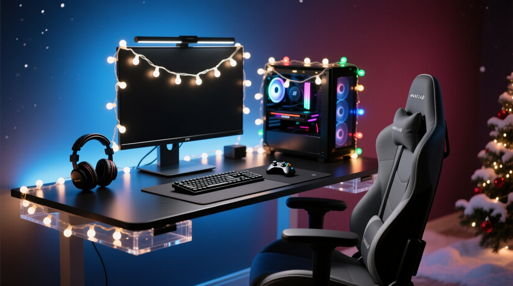how to use christmas lights in a gaming setup for ambient lighting