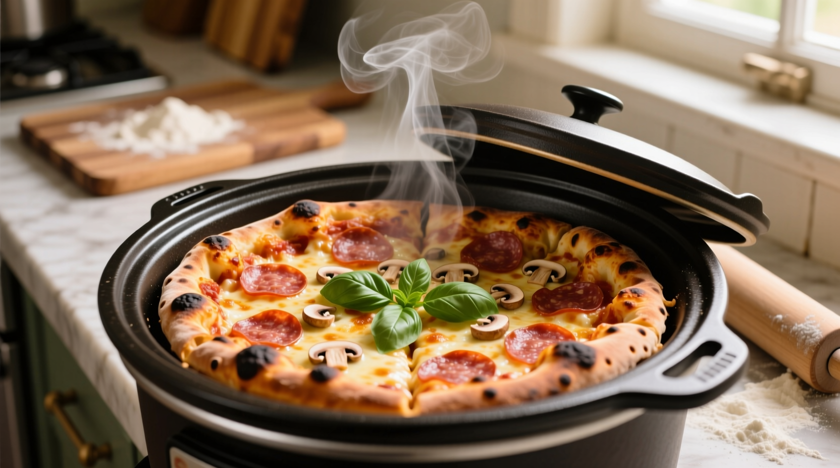 make pizza in a slow cooker for a crispier crust