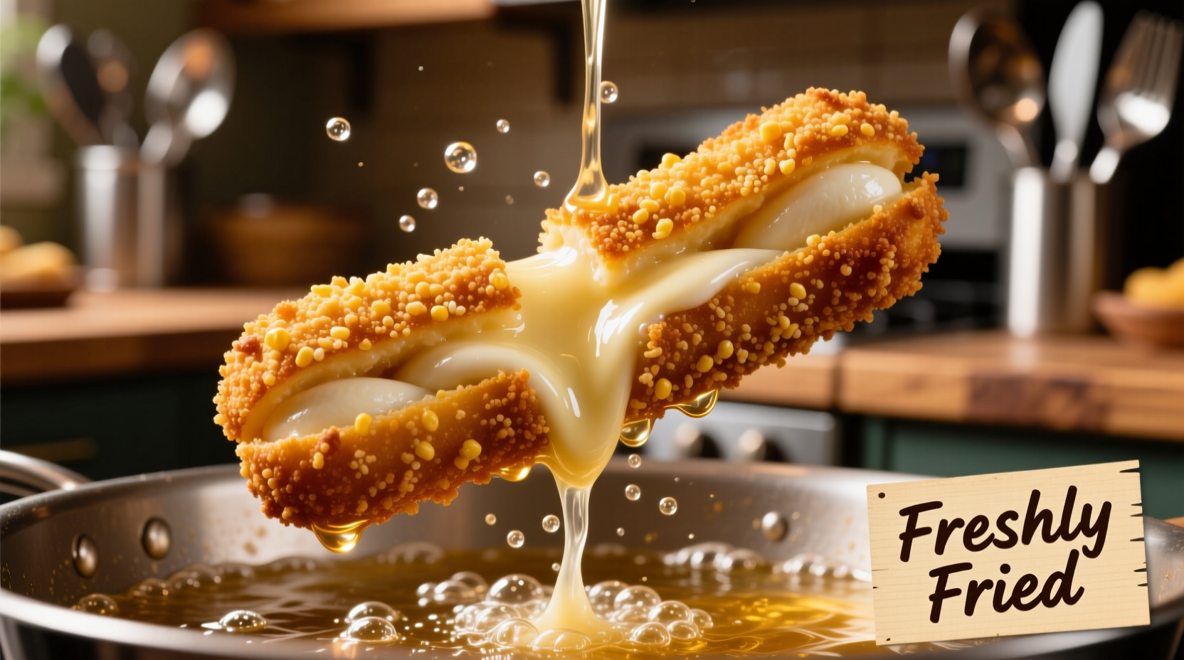 Triple coating technique for mozzarella sticks