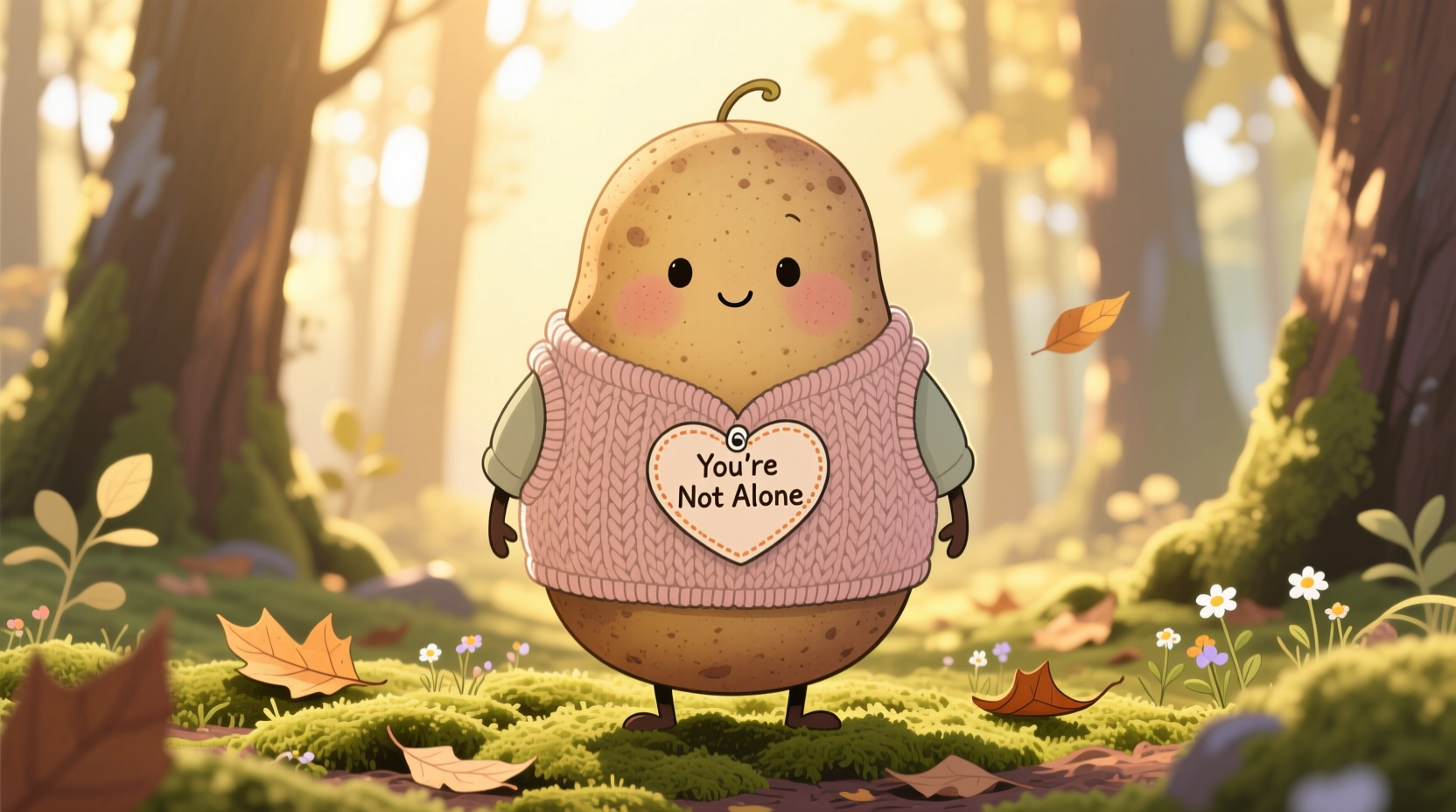 Illustration of potato with emotional support vest