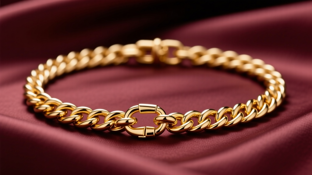 Close-up of a delicate 18-inch 10k gold rope chain secured by a lobster clasp, resting against a blurred silk fabric background.