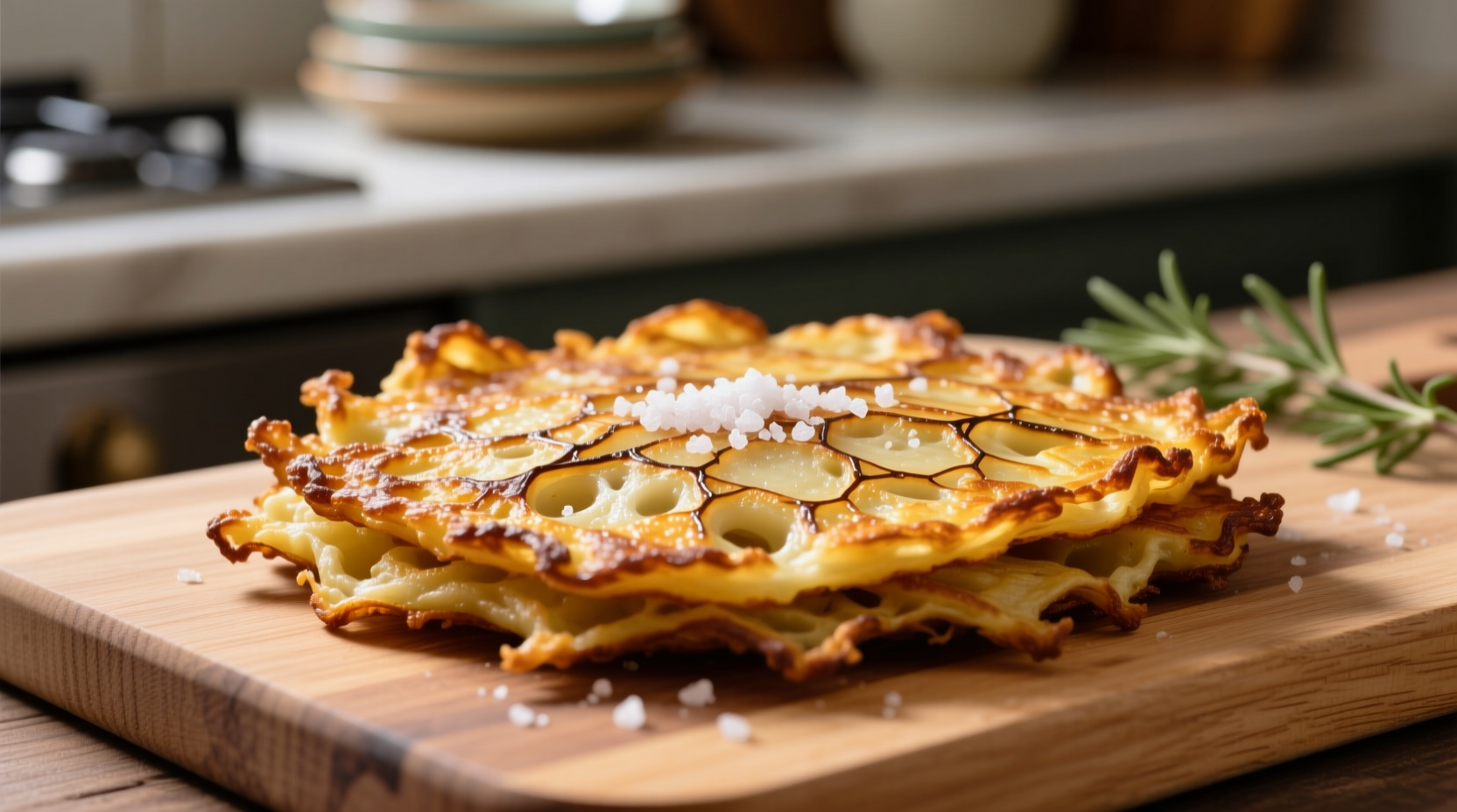 Golden brown potato rosti with crispy edges