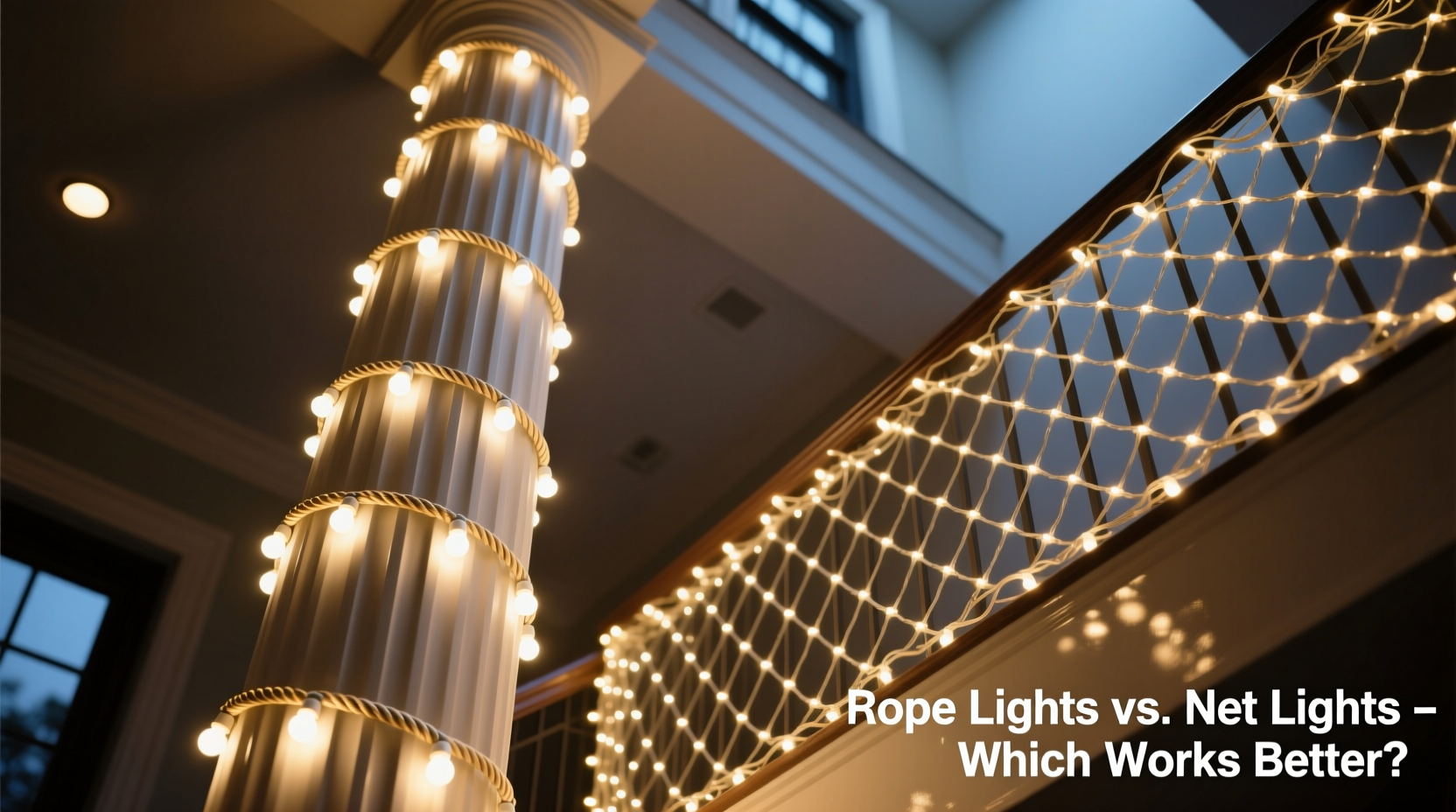 are rope lights better than net lights for wrapping columns and banisters