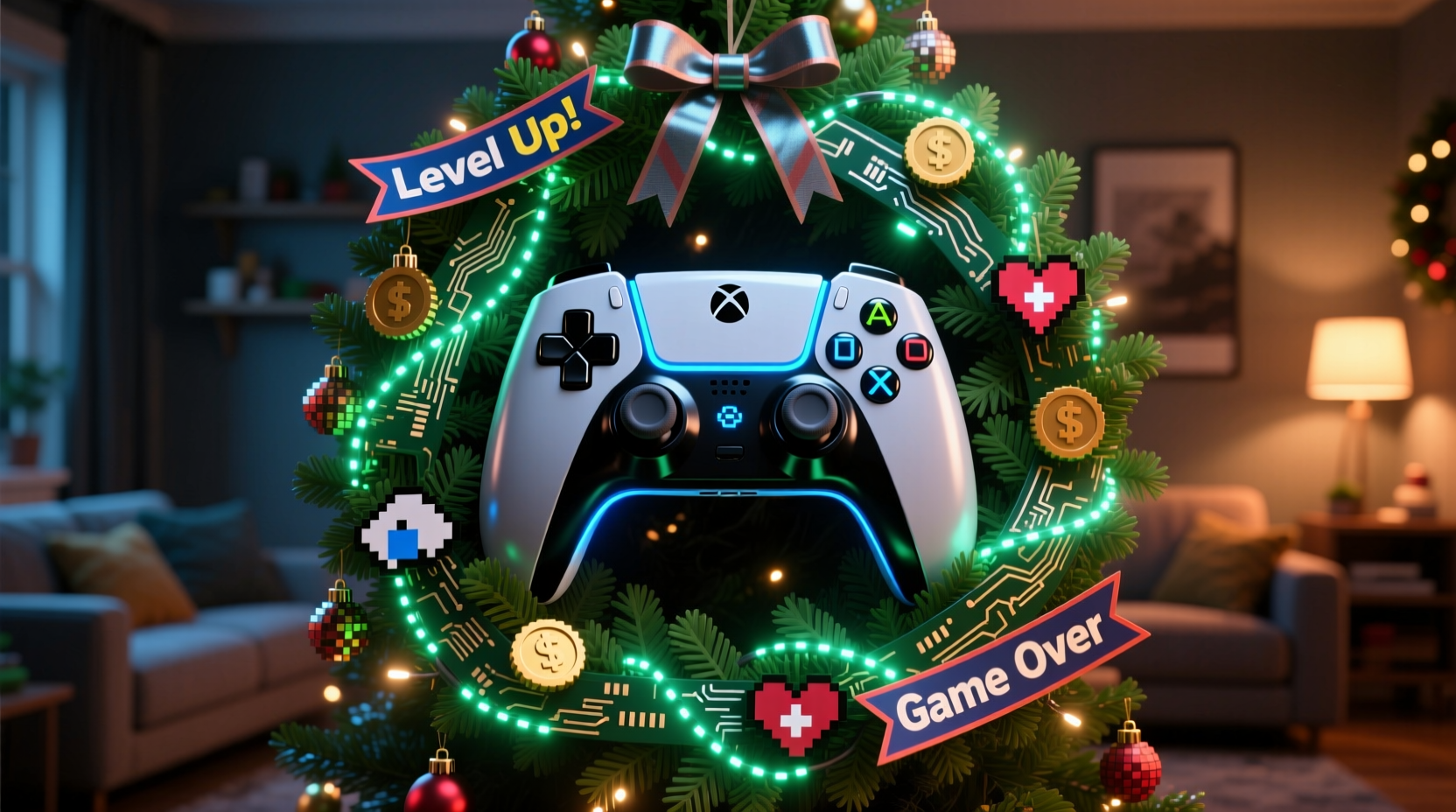 how to make a gaming controller wreath instead of a traditional christmas tree