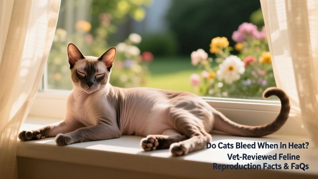 Happy, relaxed spayed cat lounging in a sunlit window, symbolizing calm post-spay well-being