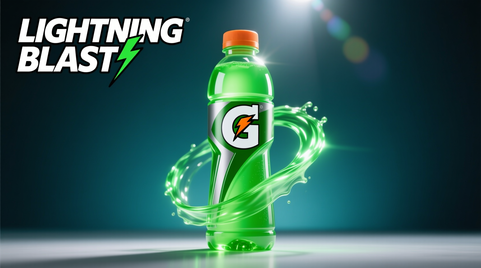 Gatorade Lightning Blast bottle showing vibrant green color