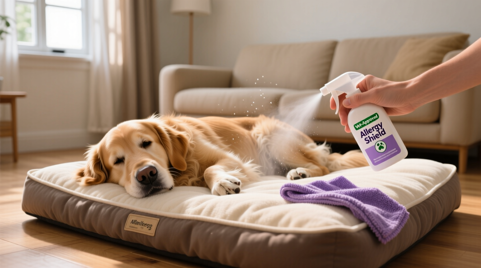 sanitize pet bedding during allergy season safely