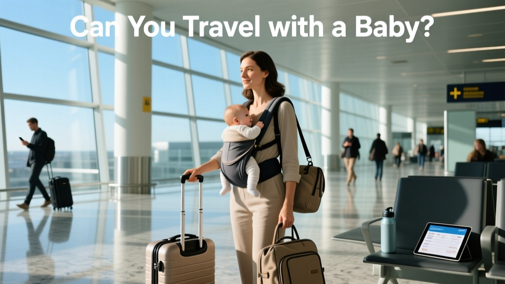a mother traveler holding her baby
