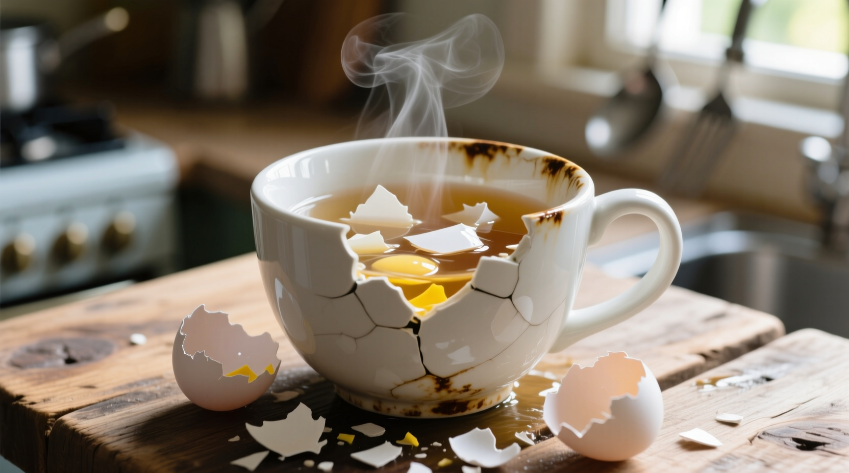 eco friendly tea stain removal with eggshells