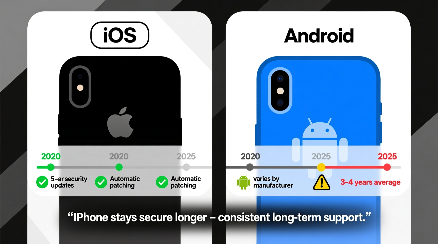 iphone vs android auto updates which platform stays secure longer