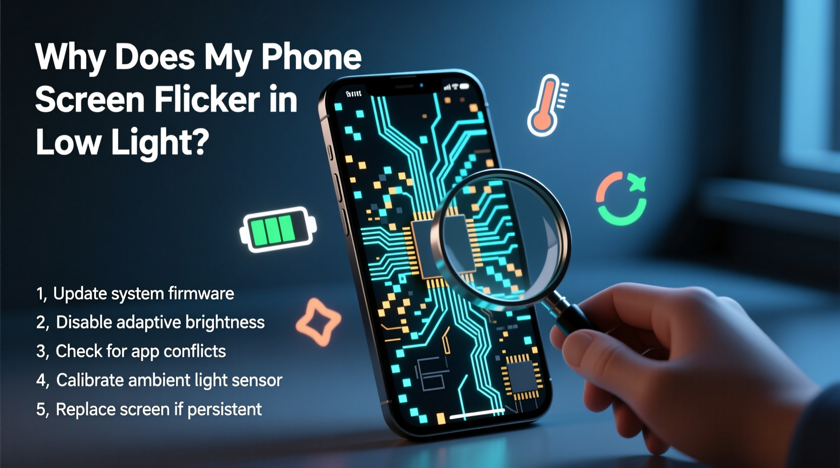why does my phone screen flicker in low light solutions and recalls