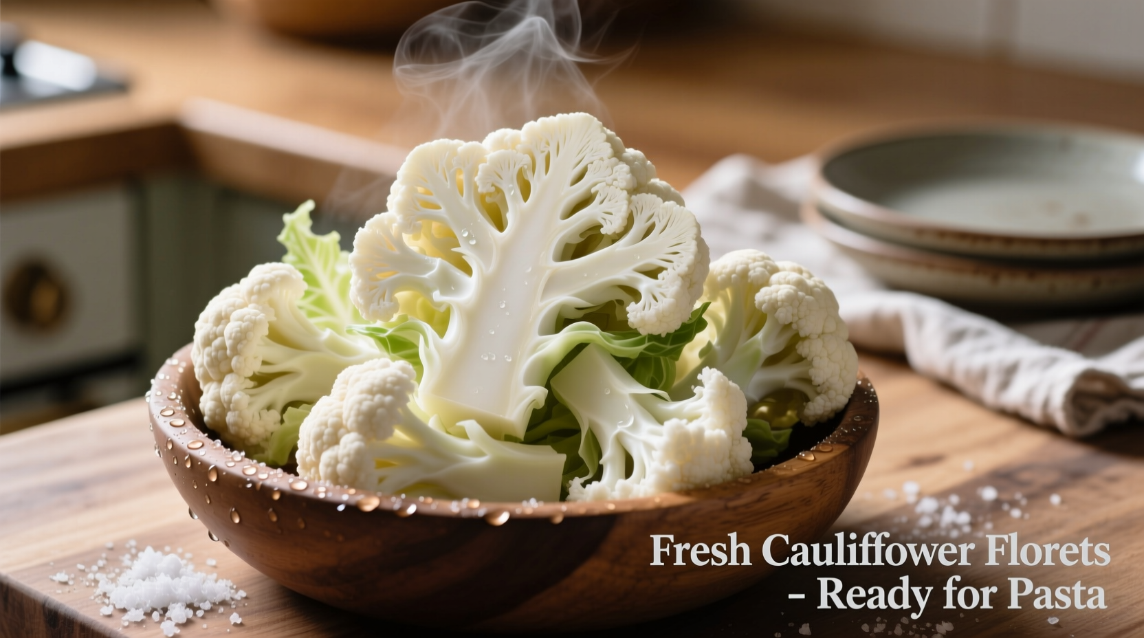 Fresh cauliflower florets prepared for pasta