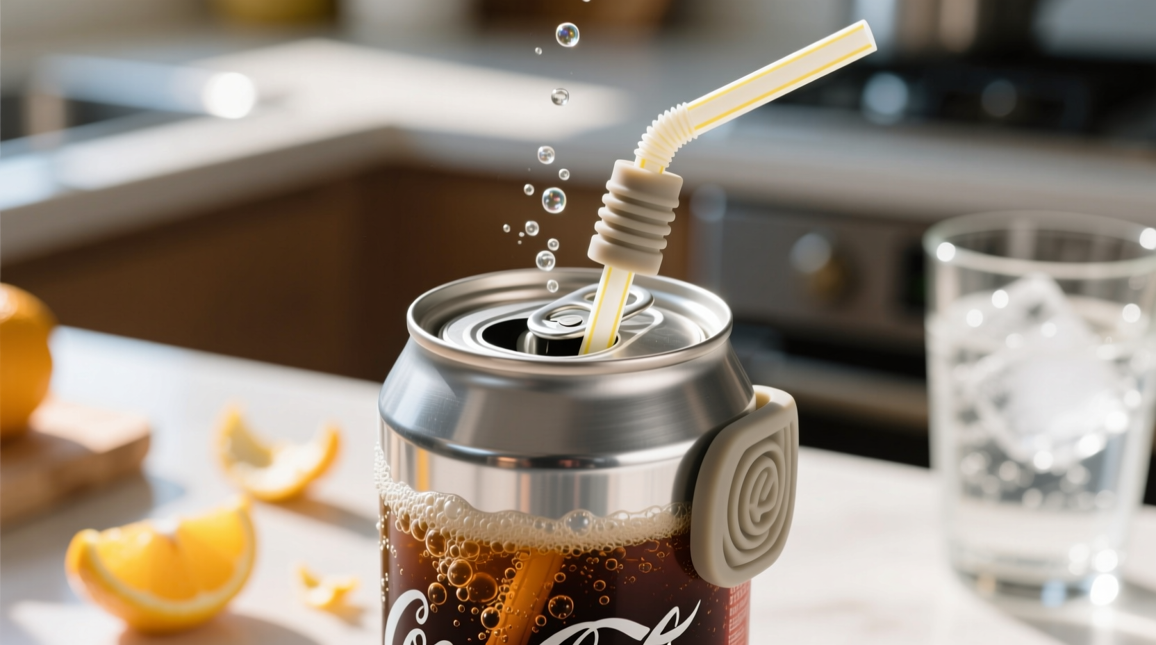how to keep a straw from floating out of your soda can