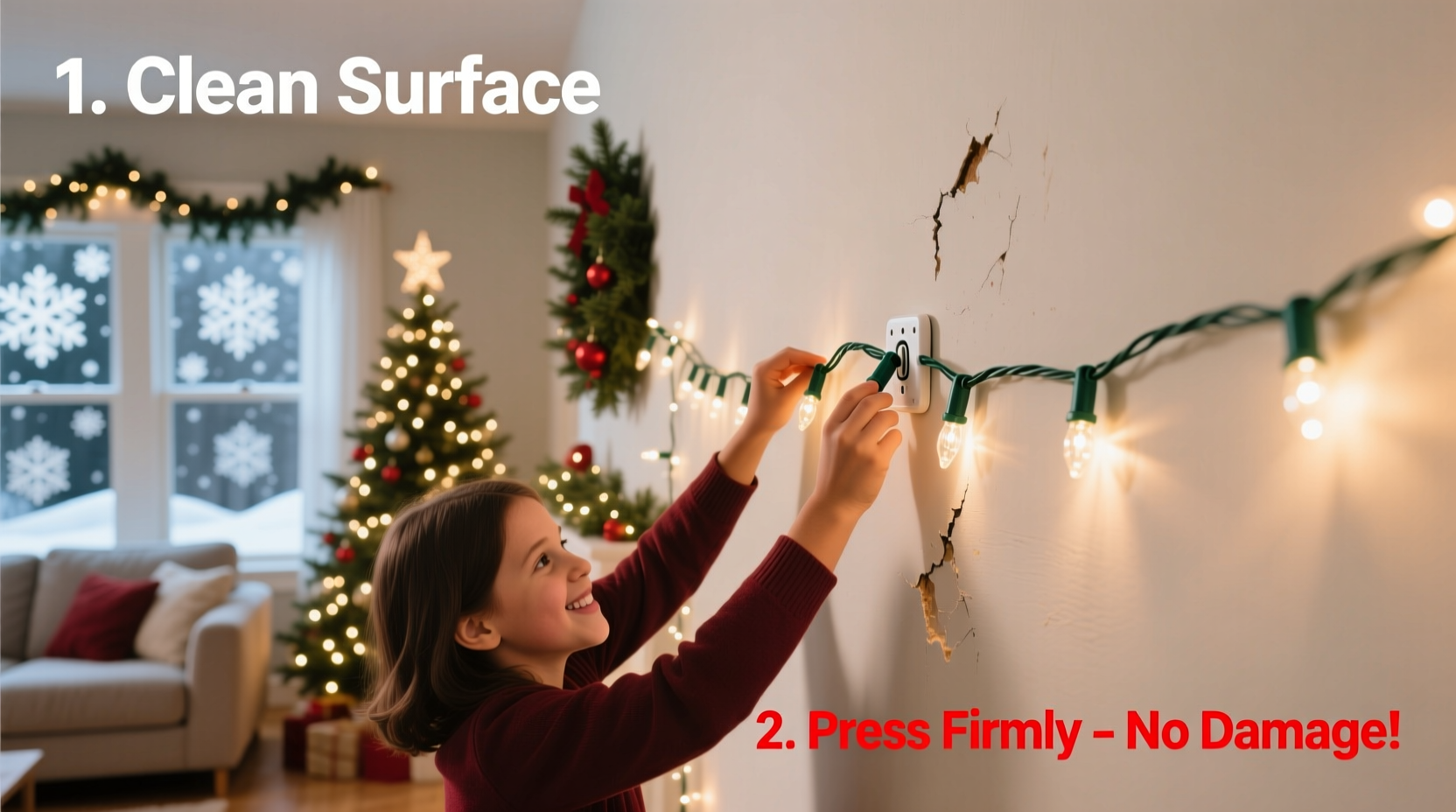 how to use command hooks for christmas lights without wall damage