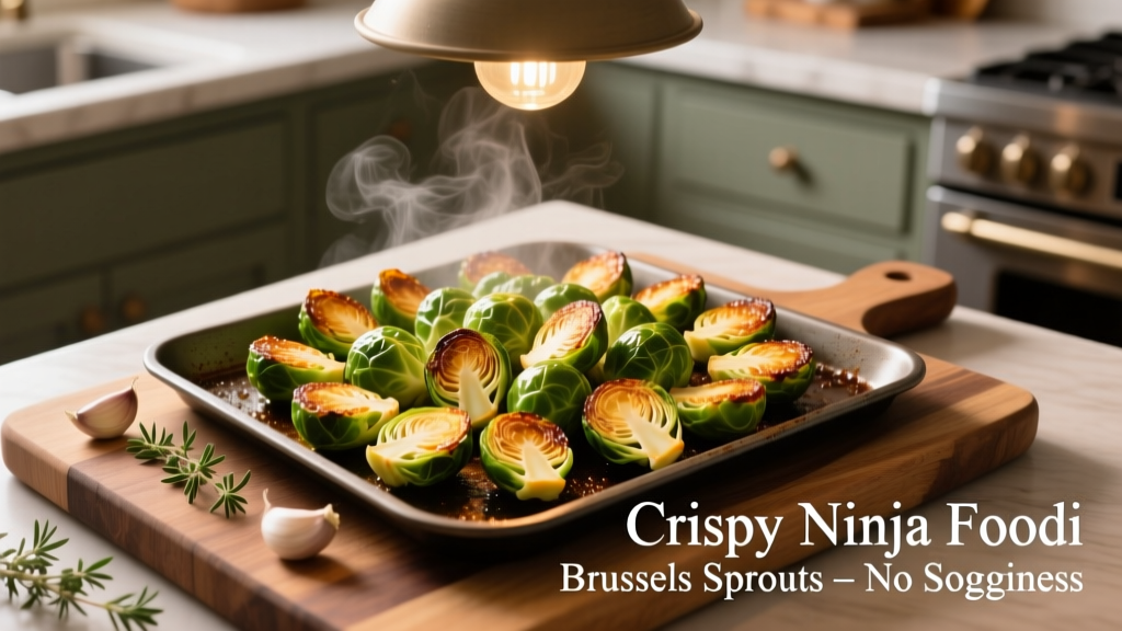 Crispy Ninja Foodi Brussels Sprouts (No Sogginess!)