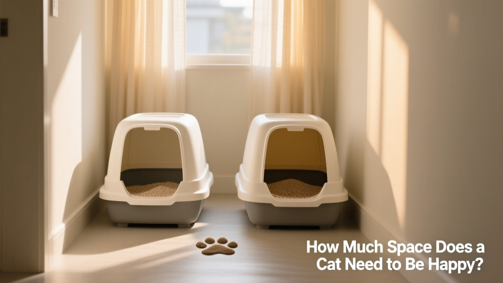 Two clean, uncovered litter boxes placed side-by-side in a quiet hallway with soft lighting