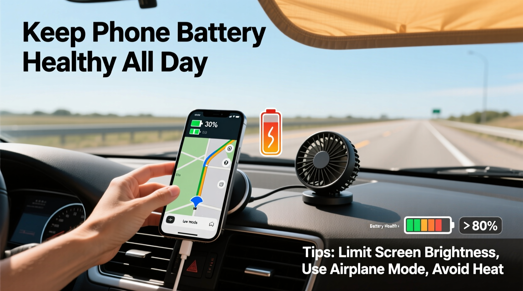 how to keep phone battery healthy when using gps navigation all day
