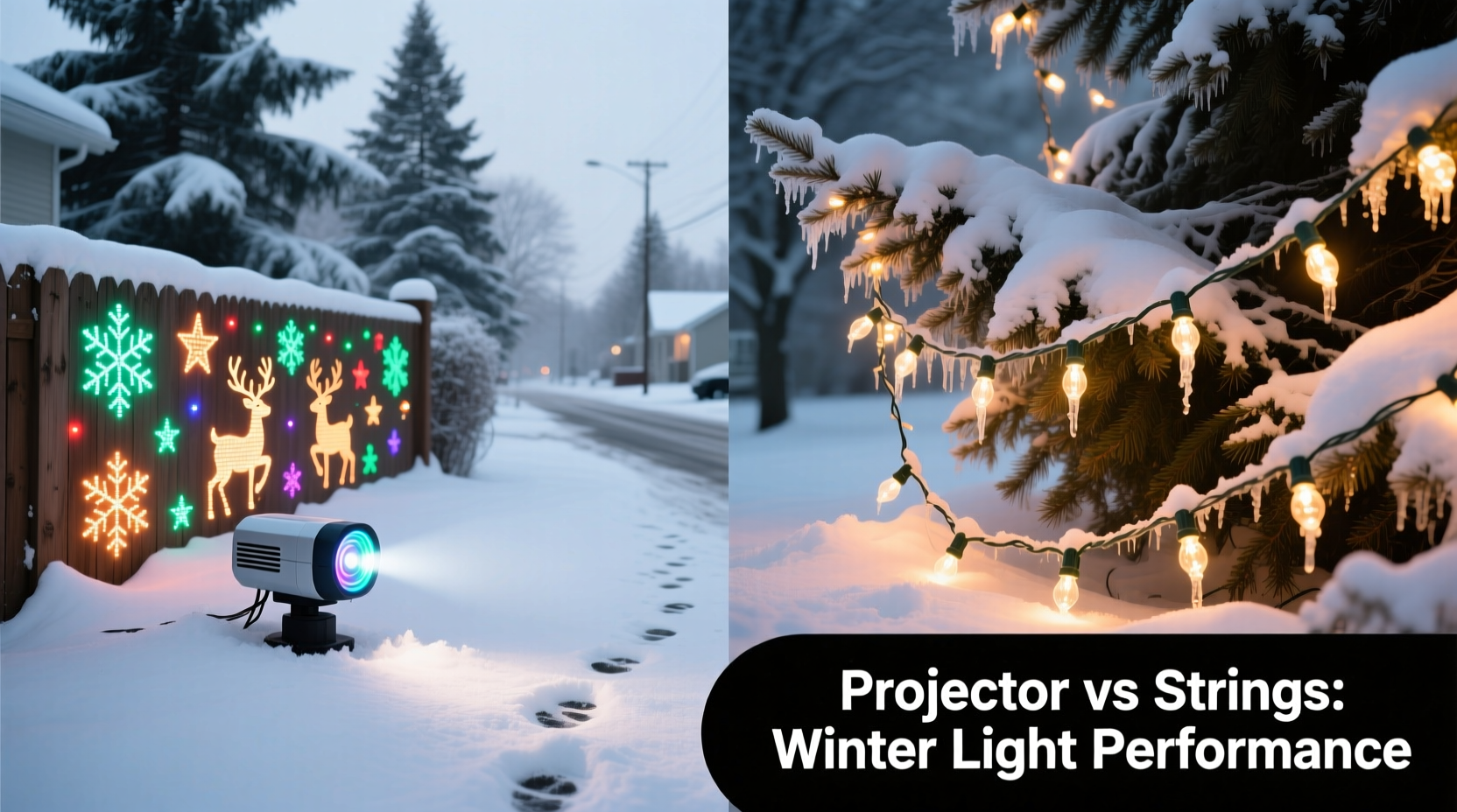 do christmas light projectors work better than physical strings in snowy areas