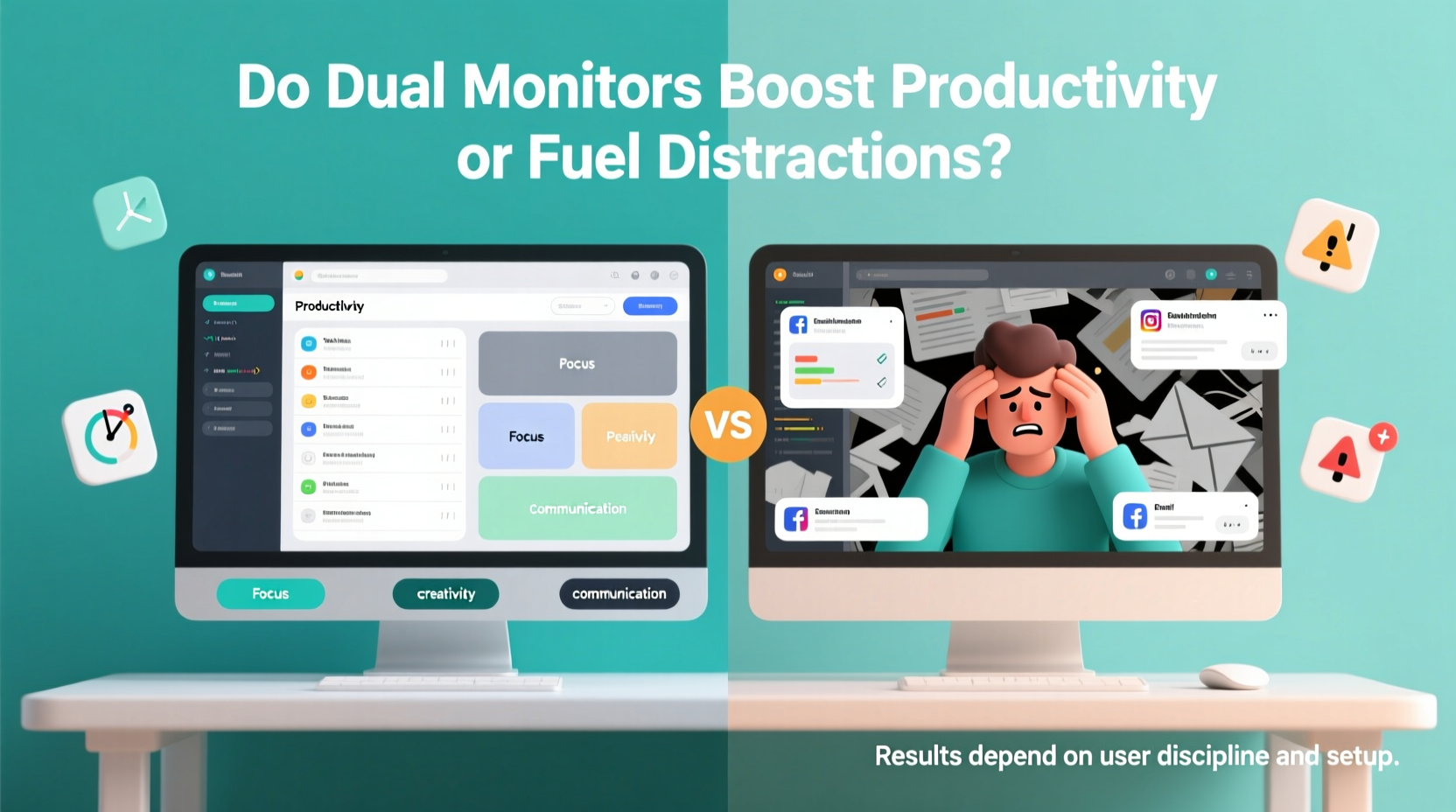 can using two monitors increase productivity or just cause distractions