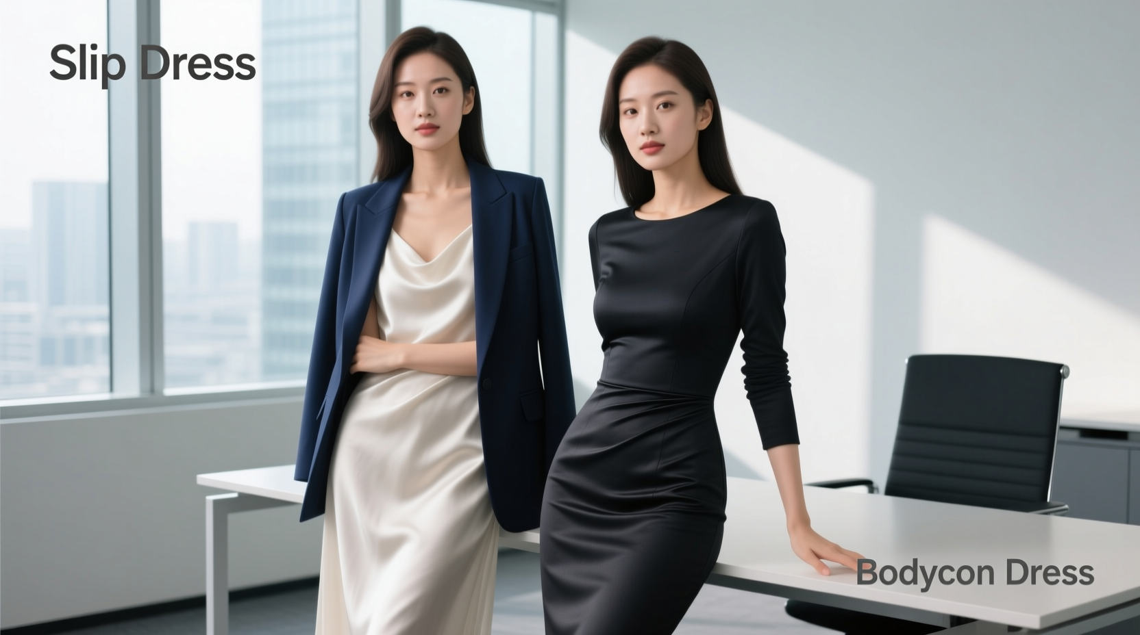 slip dresses vs bodycon which is easier to layer under blazers for work