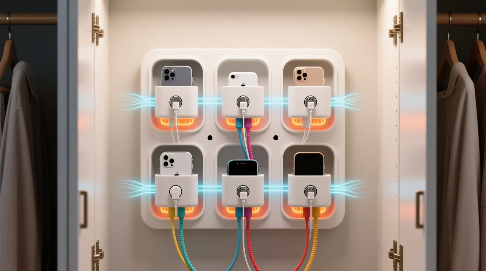 closet organization tips for beauty device chargers