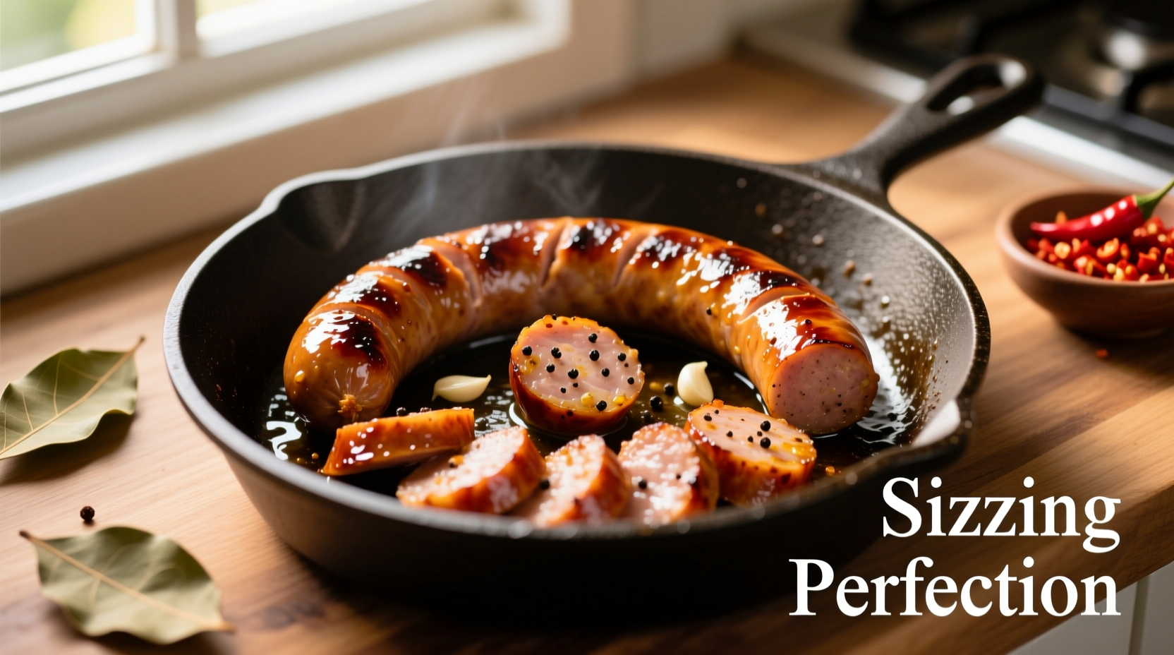 Perfectly cooked golden brown longanisa in skillet