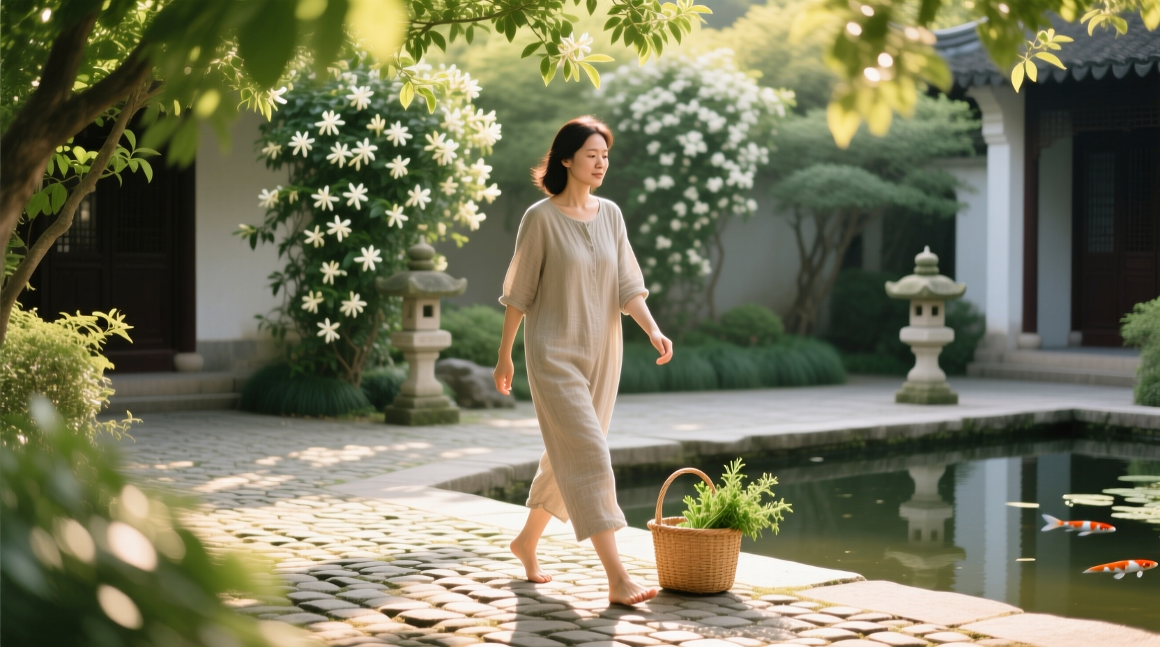 Person walking after meal for better digestion