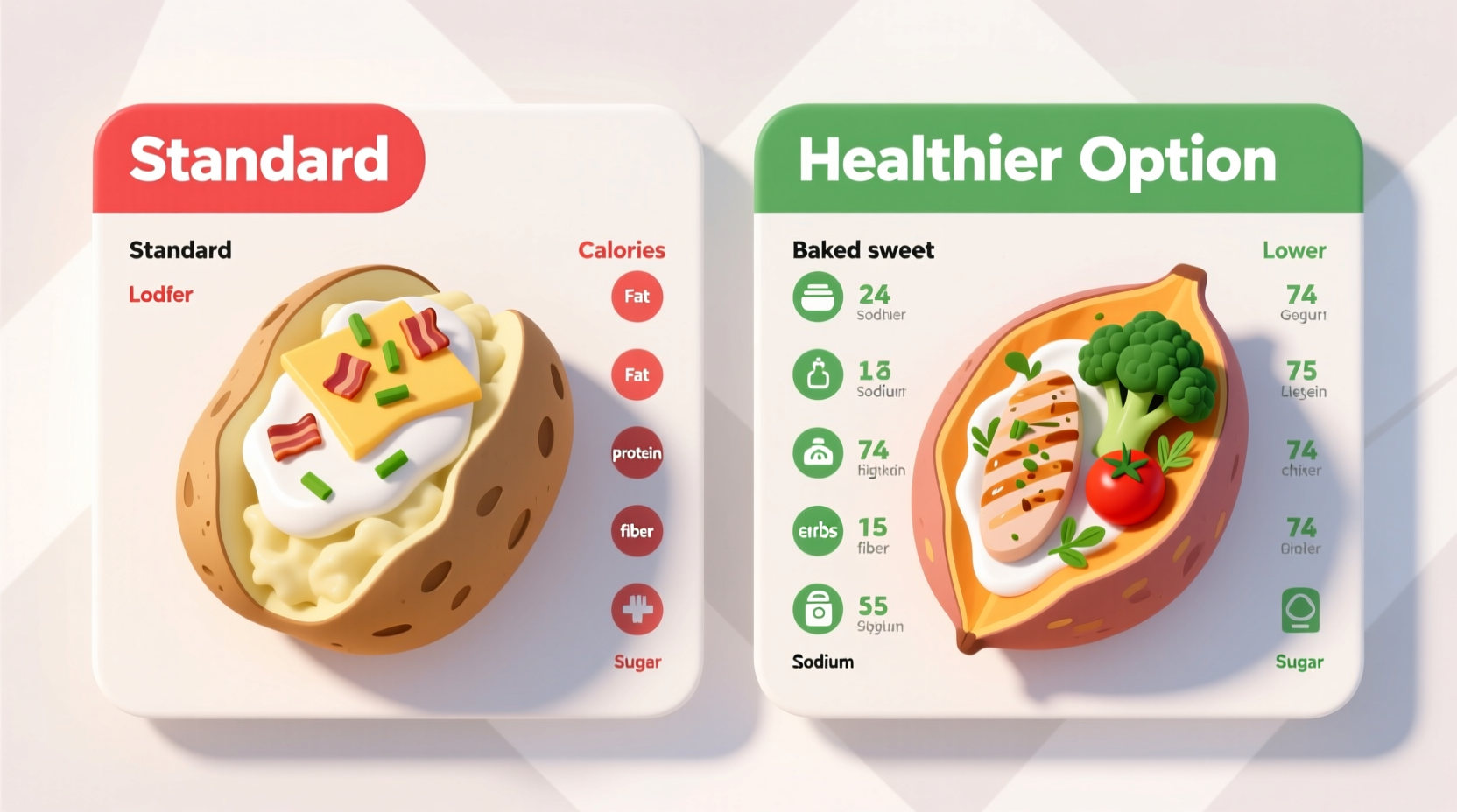 Nutritional comparison of standard vs. healthier loaded baked potato options