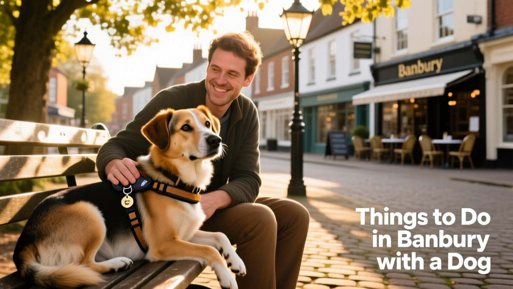 A pet parent and dog enjoying a relaxed moment in central Banbury.