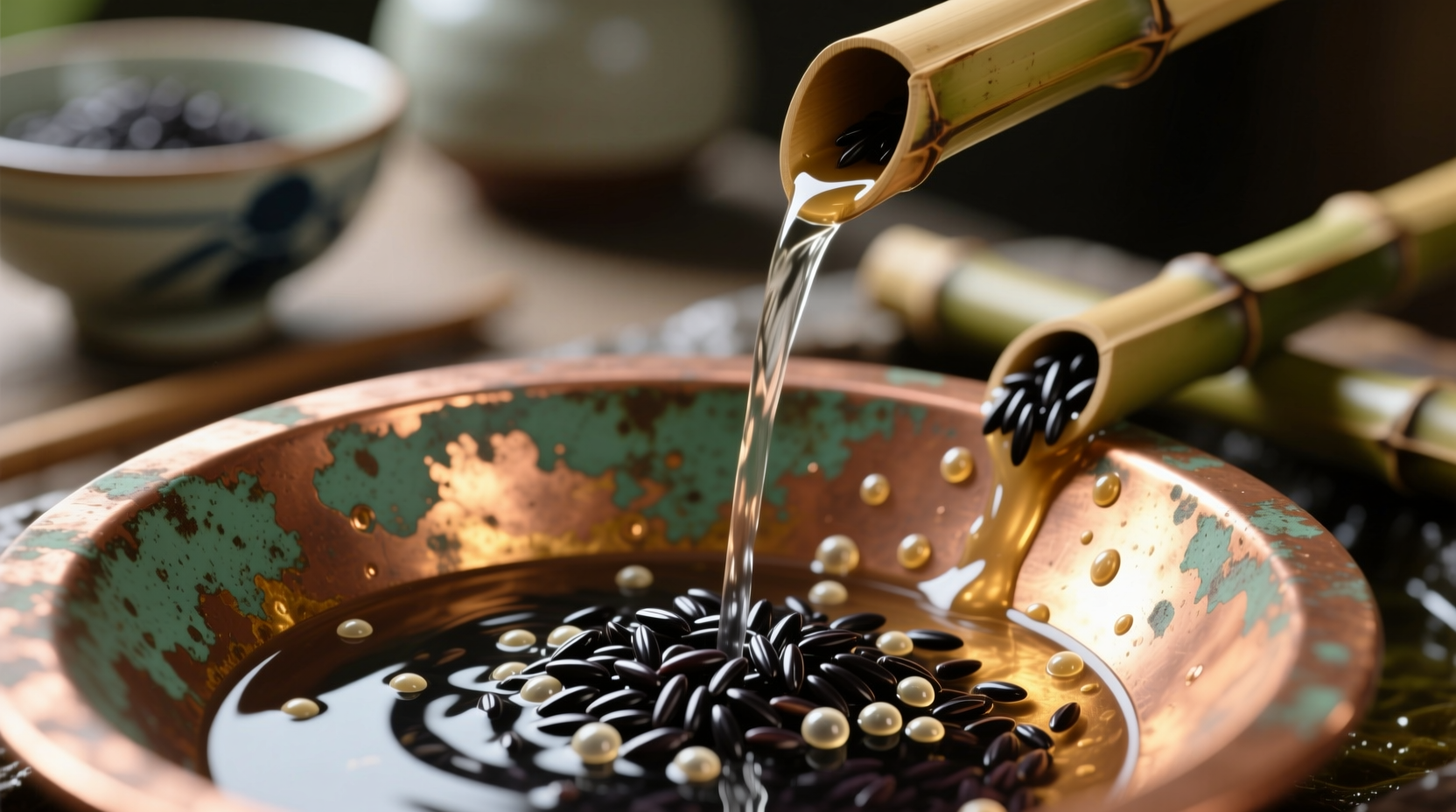 fermented black rice water for copper cleaning
