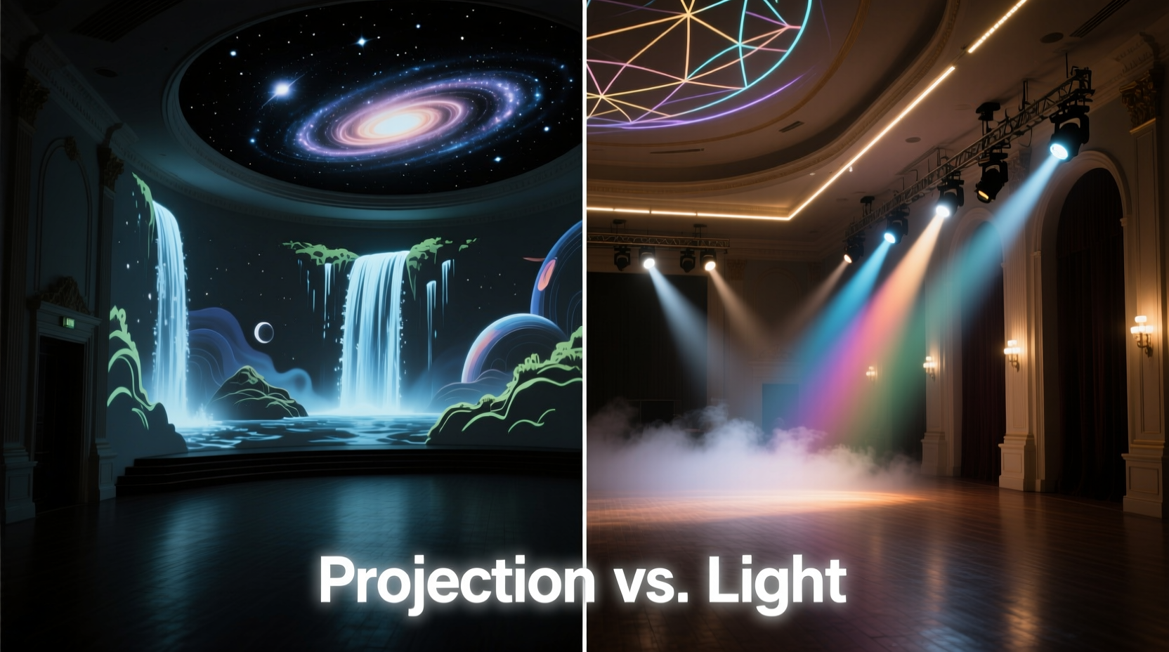 projection mapping vs physical lights which transforms rooms more dramatically