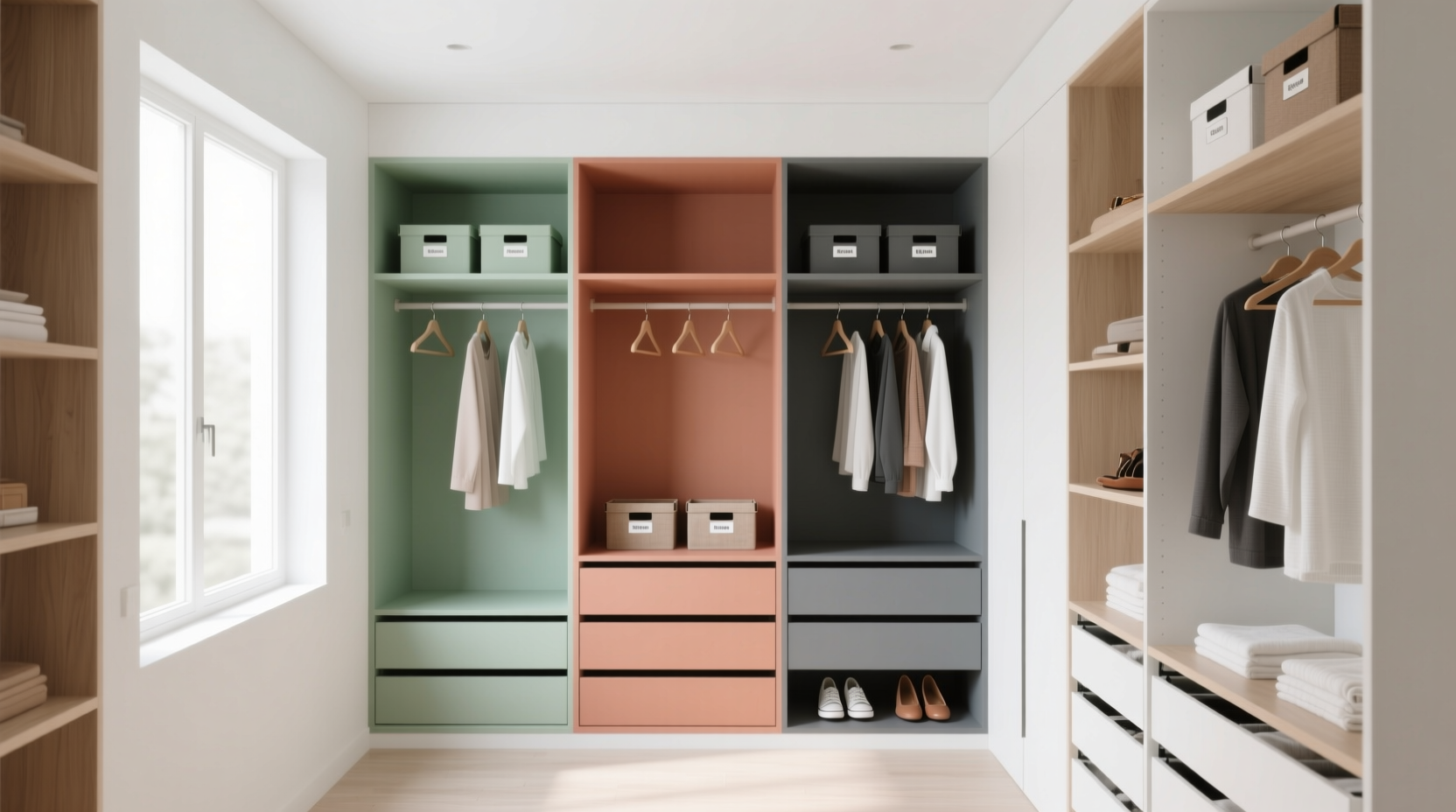 shared closet organization for opposite styles