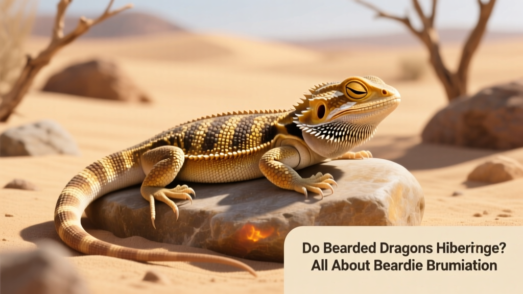 A healthy adult bearded dragon resting calmly on a warm basking stone