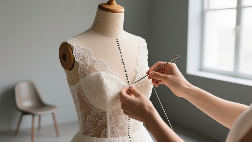 How to Sew a Lace Overlay on a Wedding Dress