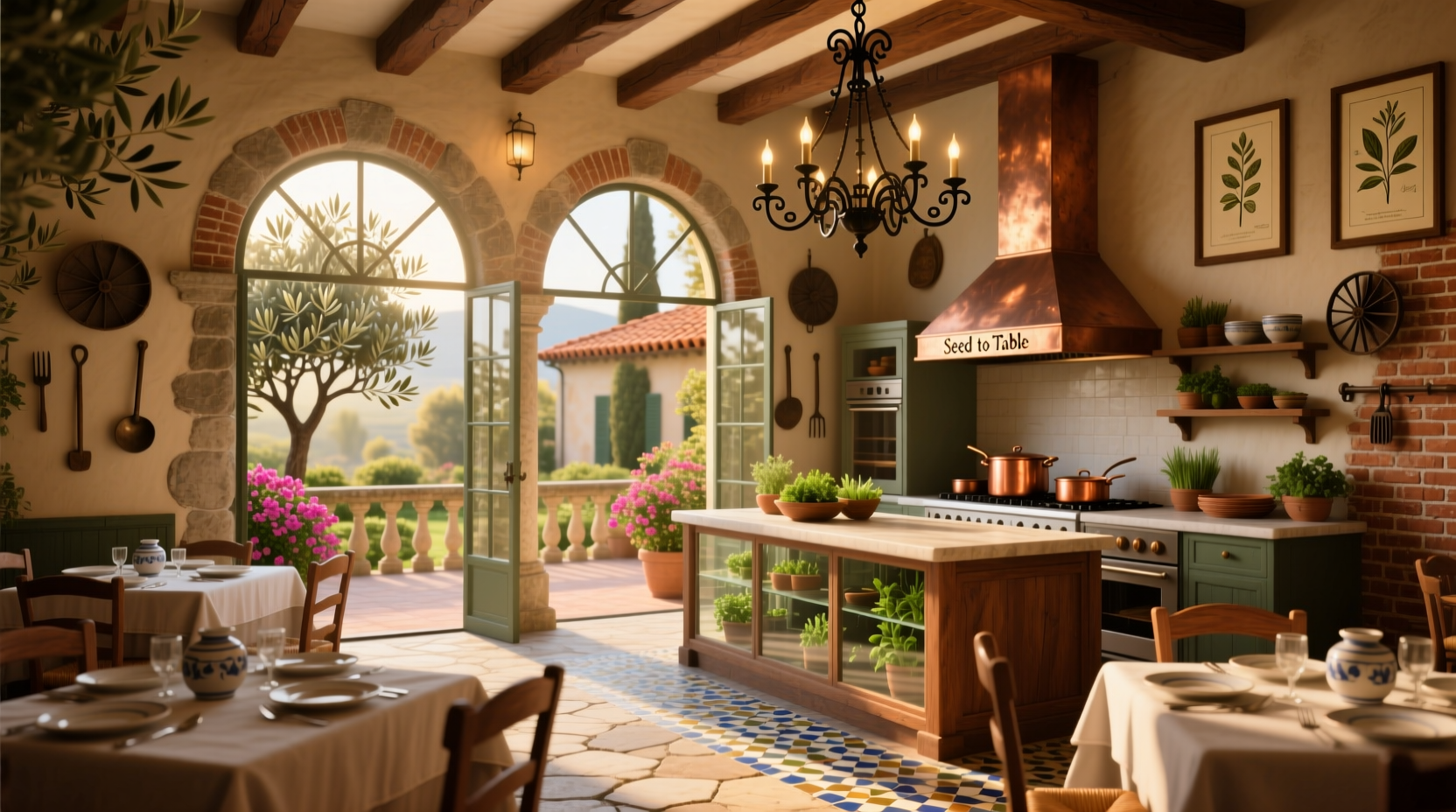 Seed to Table restaurant interior with garden views in Naples