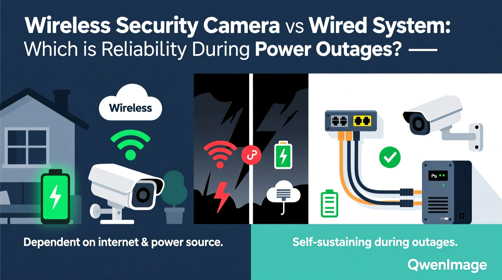 wireless security camera vs wired system which is more reliable during outages