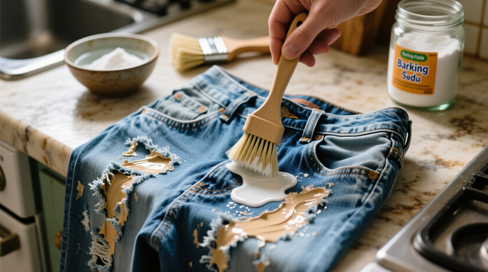 remove dried latex paint from denim overalls