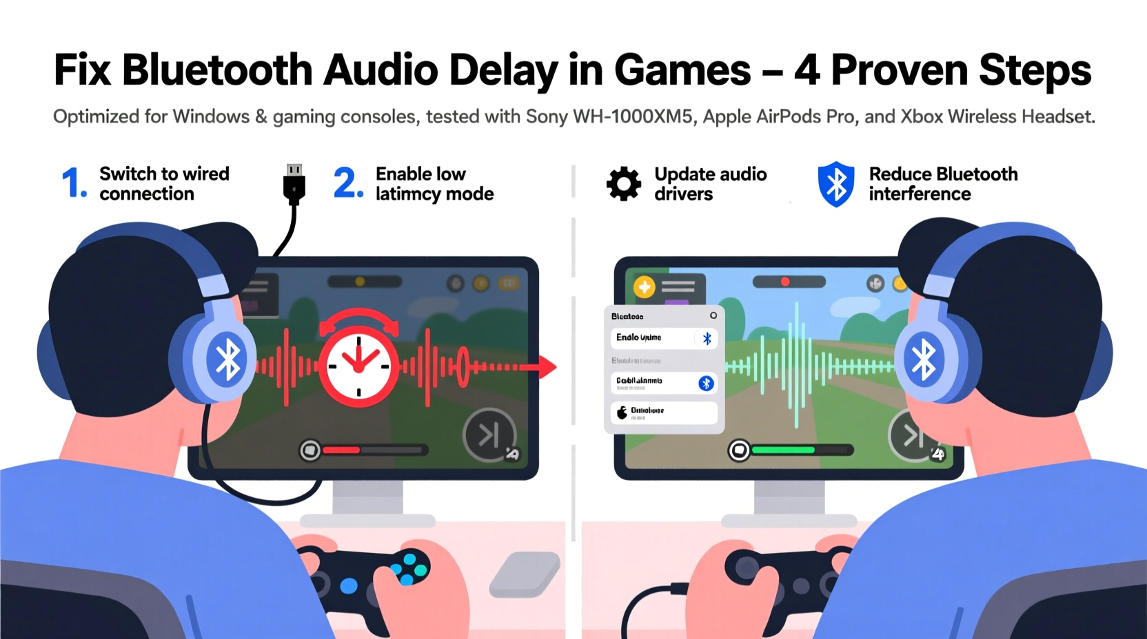 how to fix audio delay in games caused by bluetooth headphones