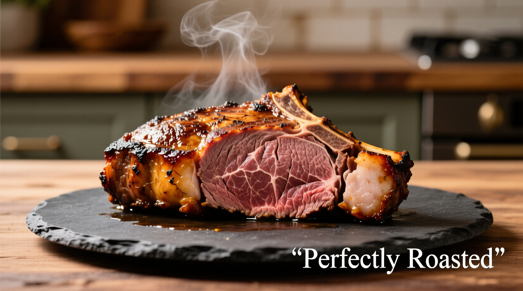 Perfectly roasted prime rib with golden crust