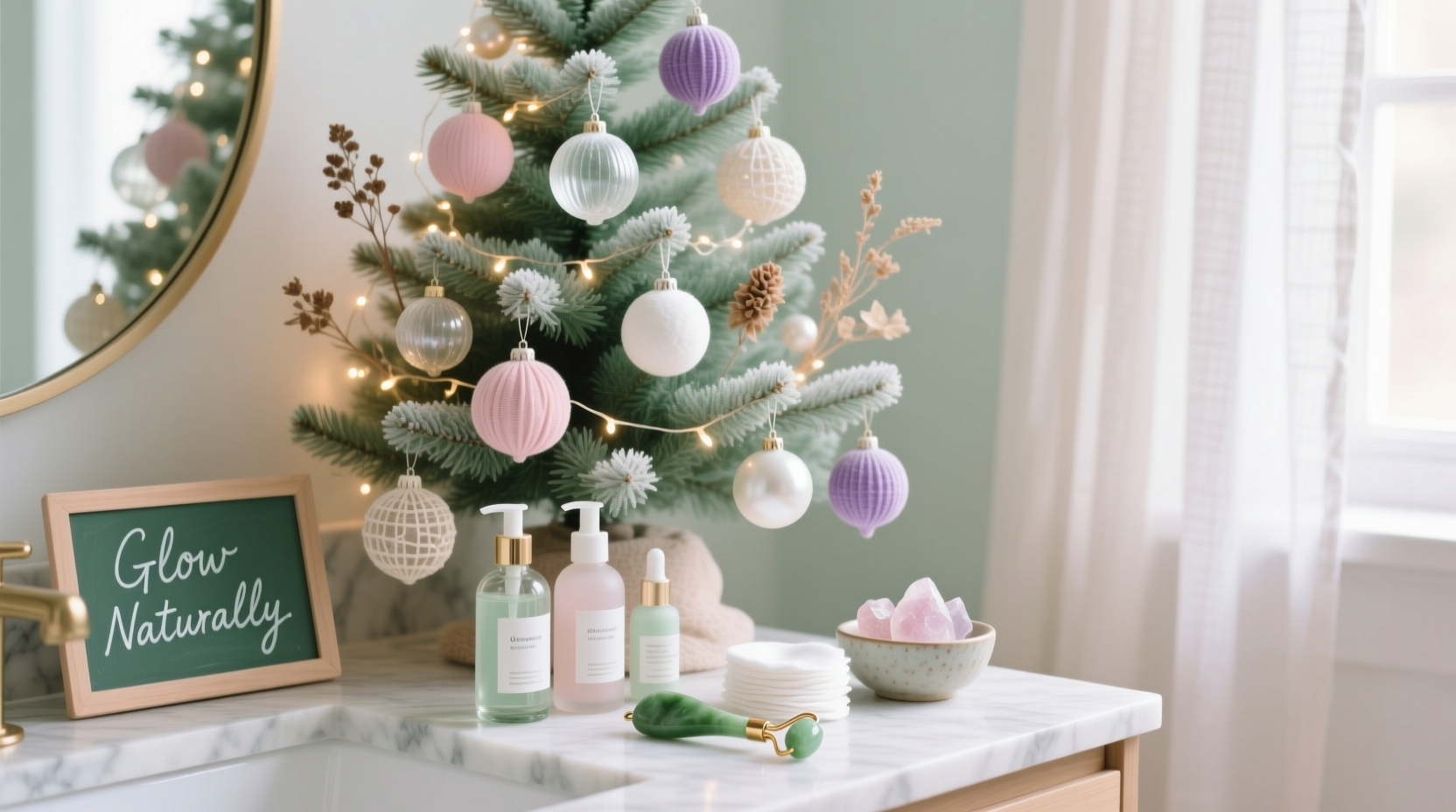 how to match your christmas tree color scheme to your skincare routine aesthetic