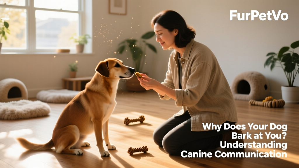 A trainer calmly rewarding a quiet, seated dog with a treat during a training session at FurPetVo