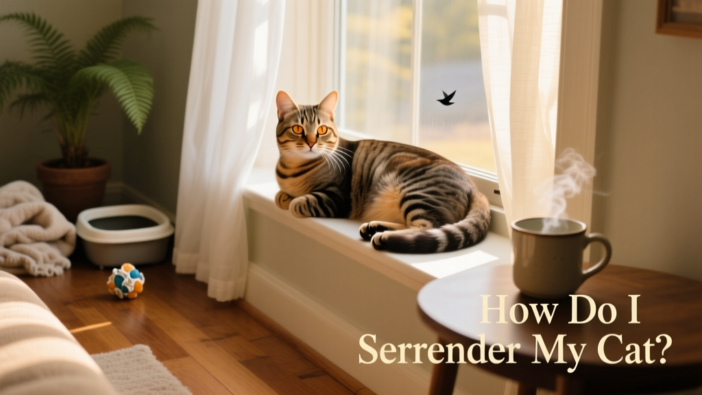 A calm, well-cared-for cat resting on a sunny windowsill in a home environment