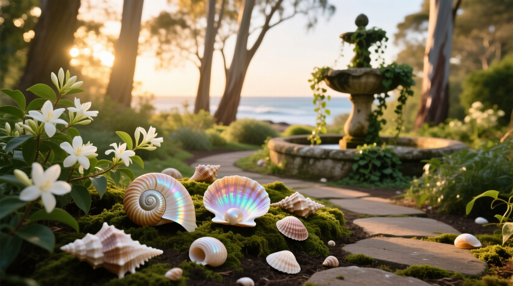 seashells in garden