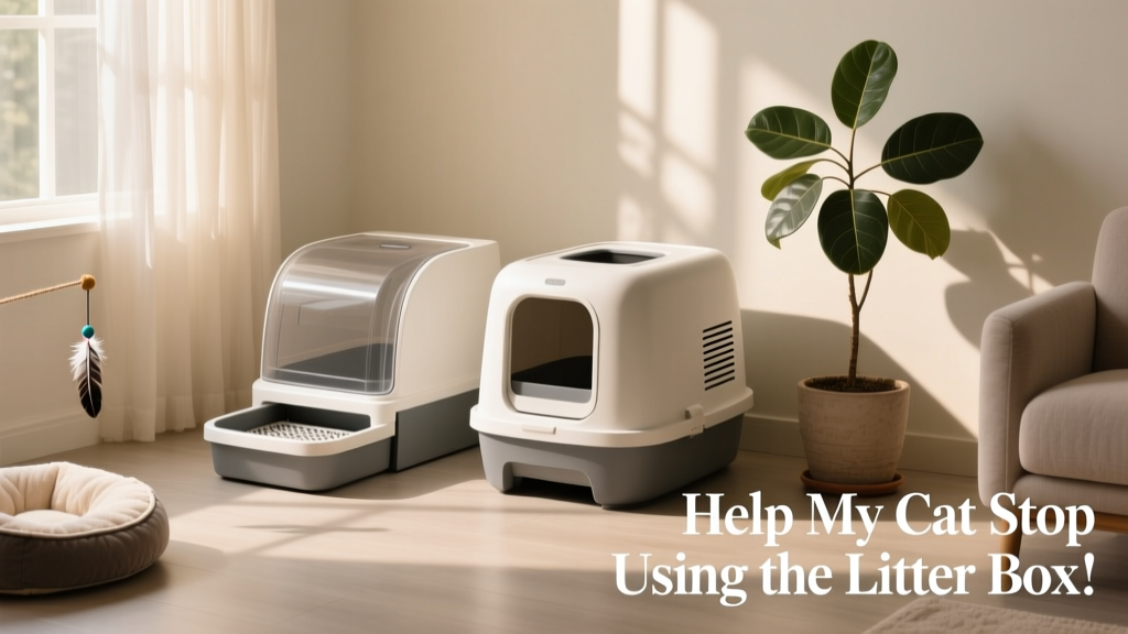 Two litter boxes side-by-side in a calm, well-lit corner of a home