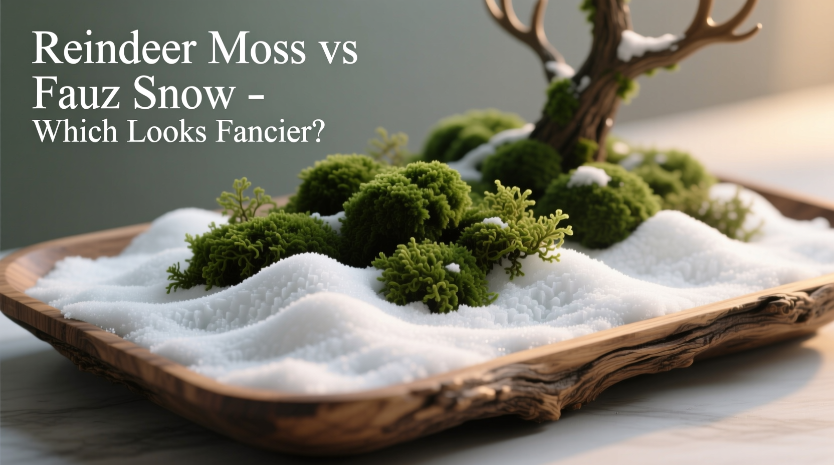 reindeer moss vs faux snow base which makes your tree tray look fancier